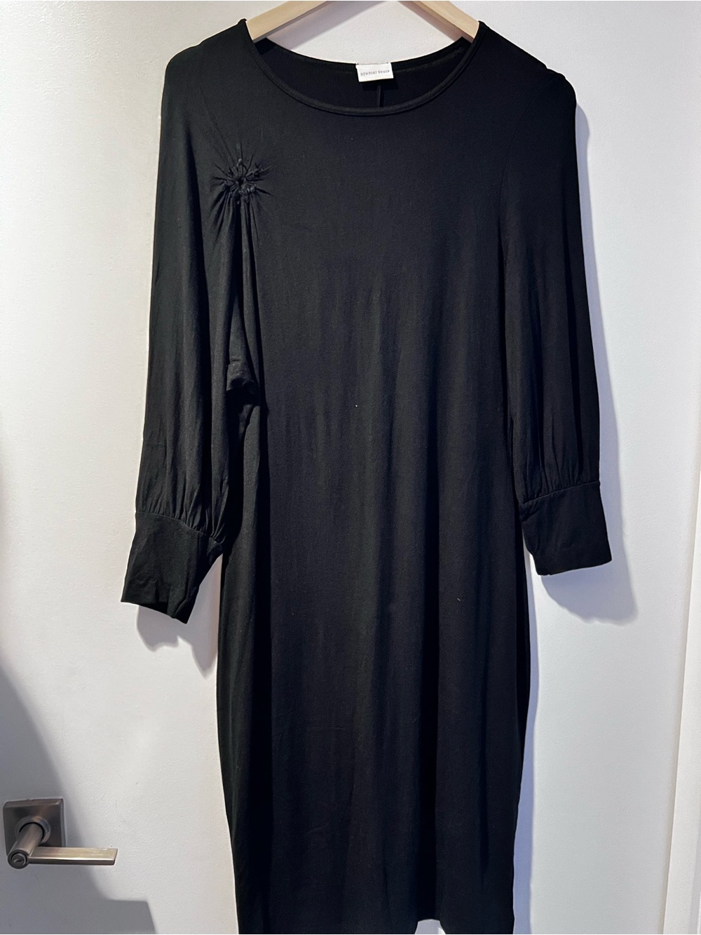 Black Women's Long Sleeve Shift Dress asymmetrical sleeves  size  M